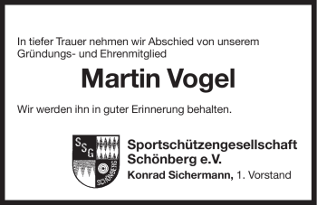 Traueranzeige von Martin Vogel von Pegnitz-Zeitung